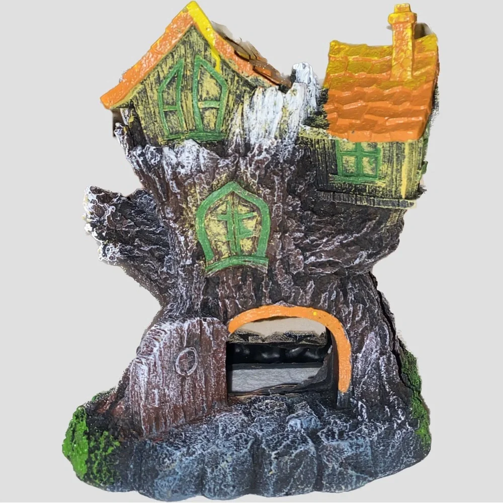 Tree House Castle Aquarium Fish Tank Decoration Ornament 6.75” Fairy Garden